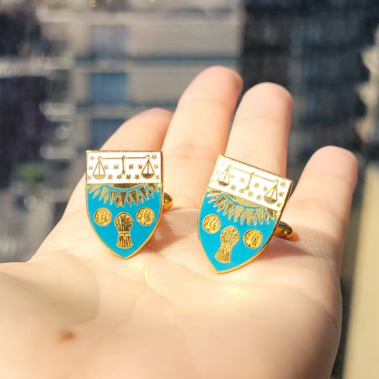 Cufflinks - Gold & Blue thumbnail
