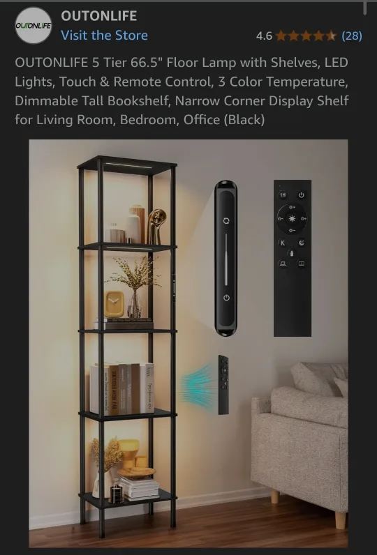 5-Tier Floor Lamp with Shelves thumbnail