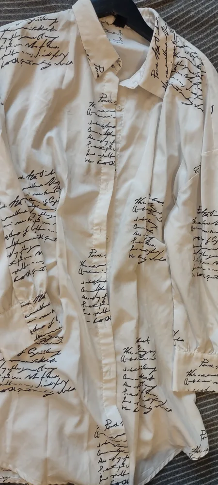 White Blouse with Black Script Print thumbnail