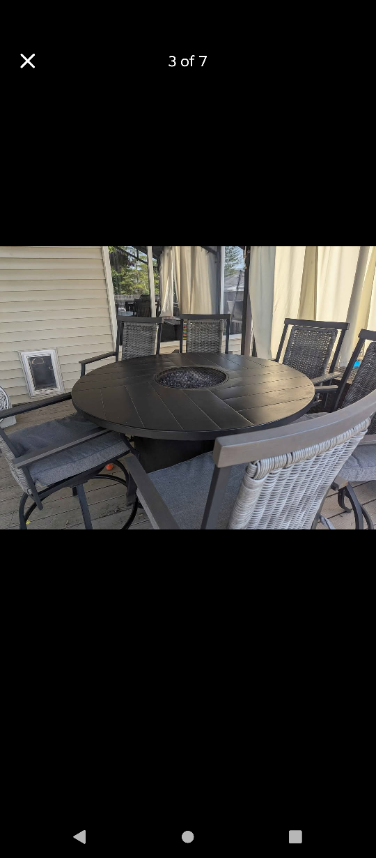 Outdoor Dining Table with Fire Pit & 6 Chairs - photo 2