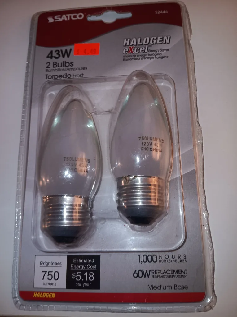 SATCO 43W Halogen Bulbs - 2 Pack thumbnail