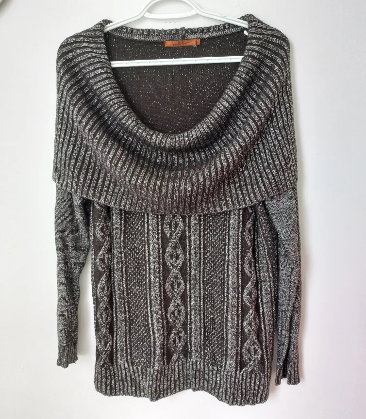 Belldini Women's Gray Cowl Neck Sweater Size L US thumbnail