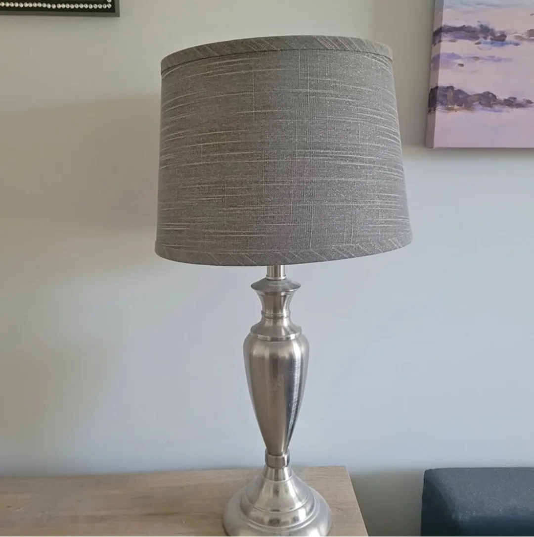 Table Lamp - Grey Shade, Silver Base thumbnail