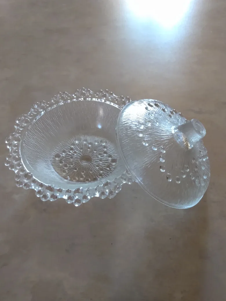 Vintage Clear Glass Trinket Dish with Lid image indicator(2)