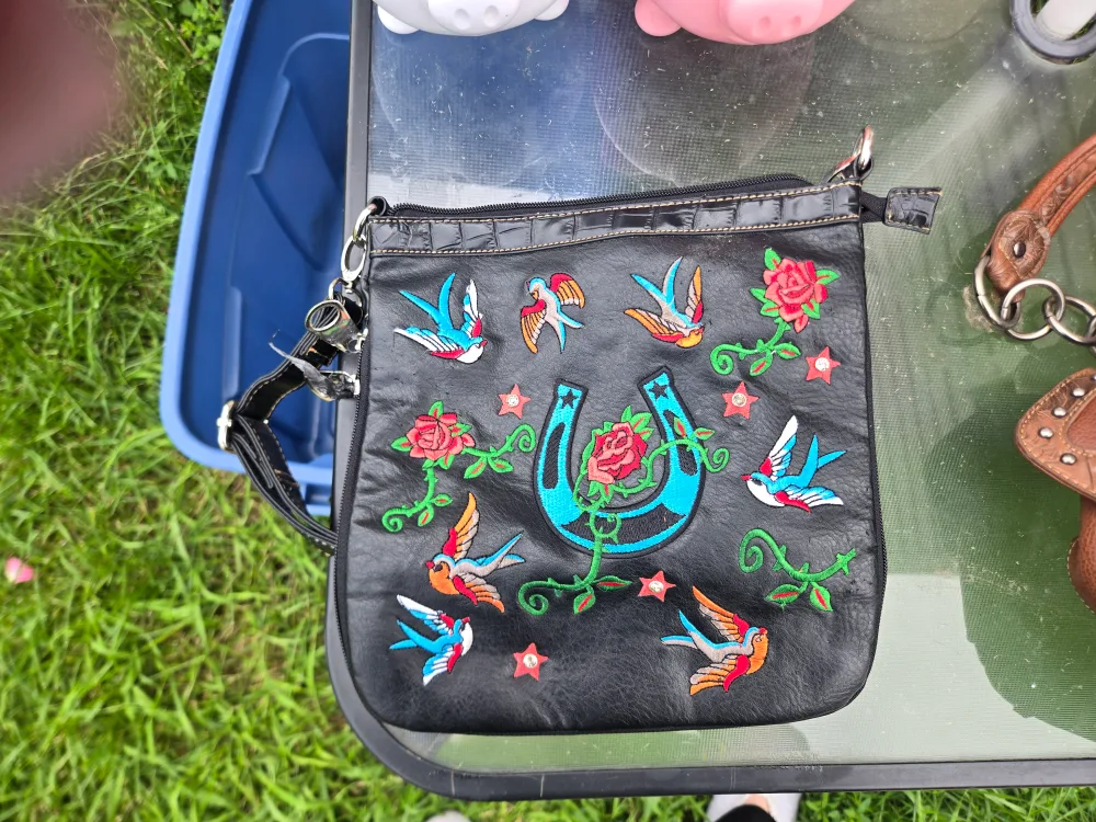 Embroidered Black Crossbody Bag thumbnail