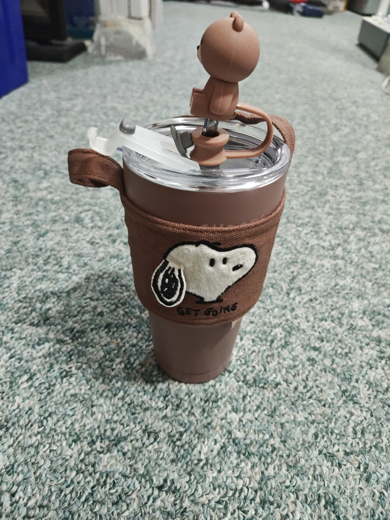 Snoopy Tumbler with Brown Bear Topper
