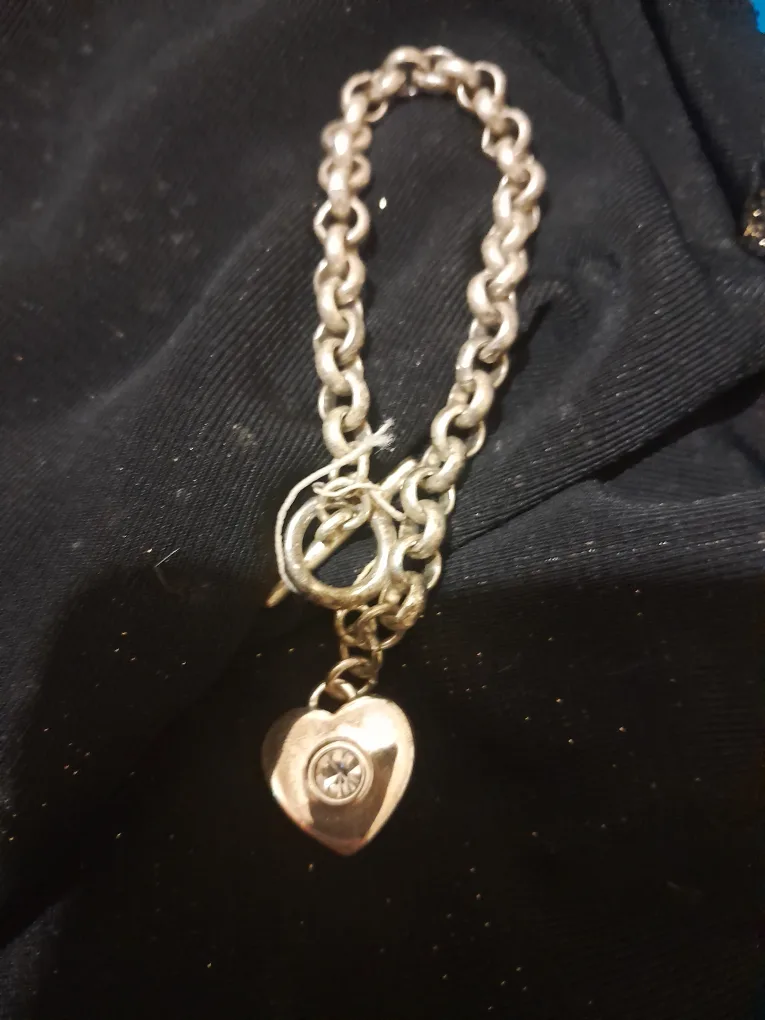 Heart Charm Silver  tone Bracelet thumbnail