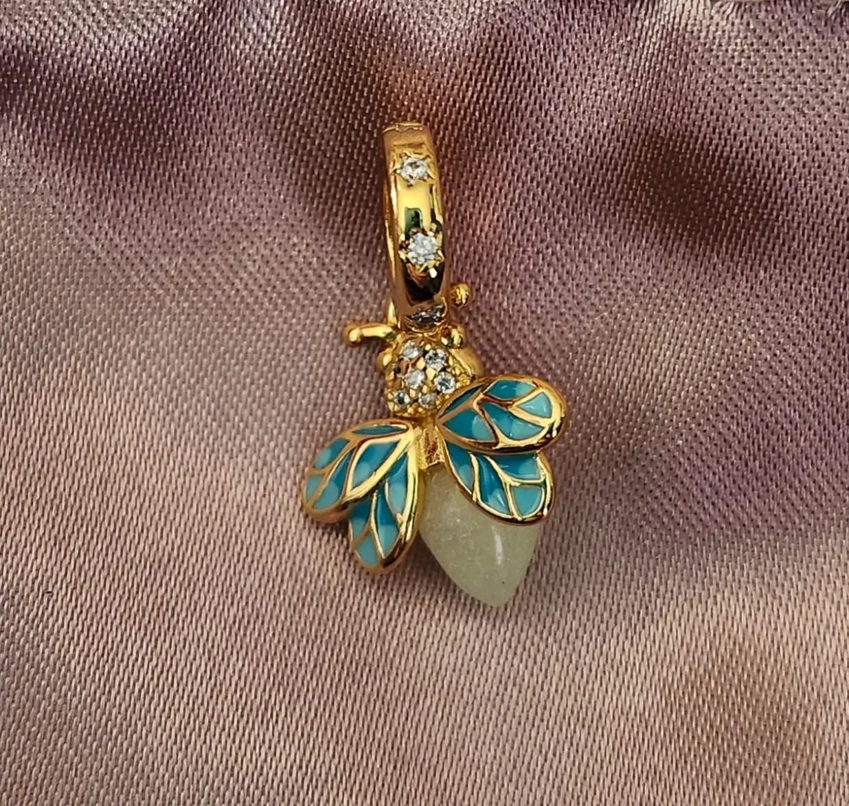 Gold & Turquoise Bee Charm thumbnail