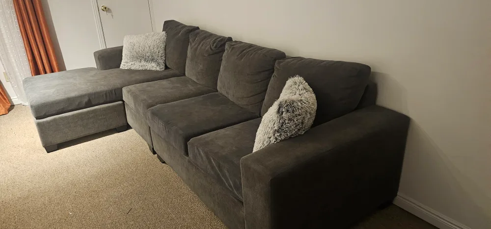 Grey Sectional Sofa with Chaise Lounge thumbnail