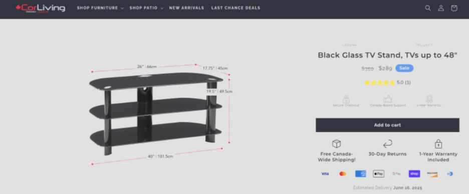 Black Glass TV Stand - Up to 48" - photo 4