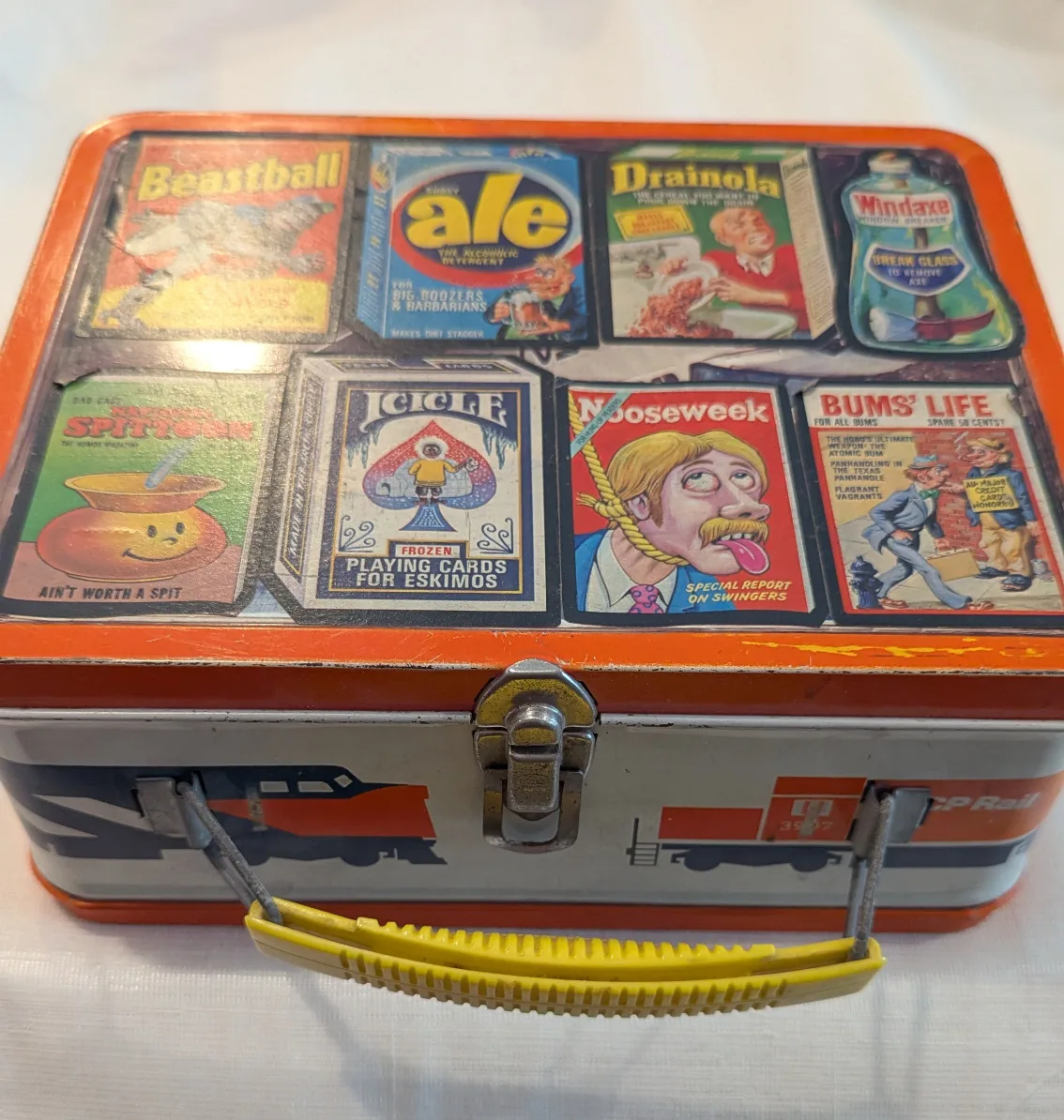 Vintage CP Rail Lunchbox with Topps Wacky stickers thumbnail