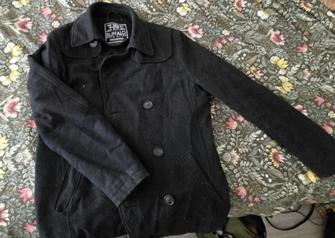 Buffalo David Bitton Black Pea Coat - Size S thumbnail