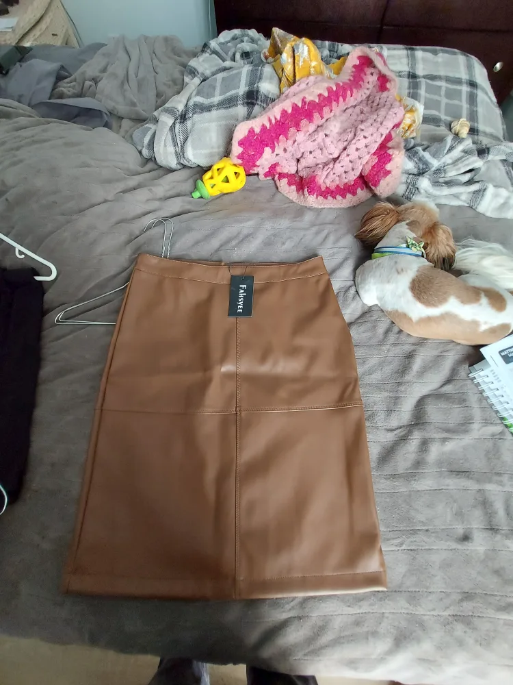 Brown Faux Leather Skirt thumbnail