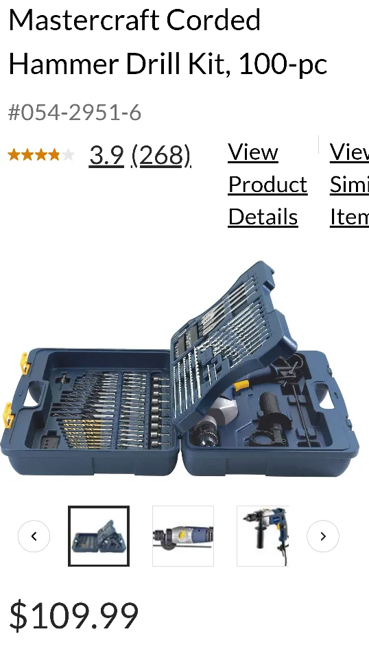 Mastercraft Corded Hammer Drill Kit, 100-pc image indicator(4)