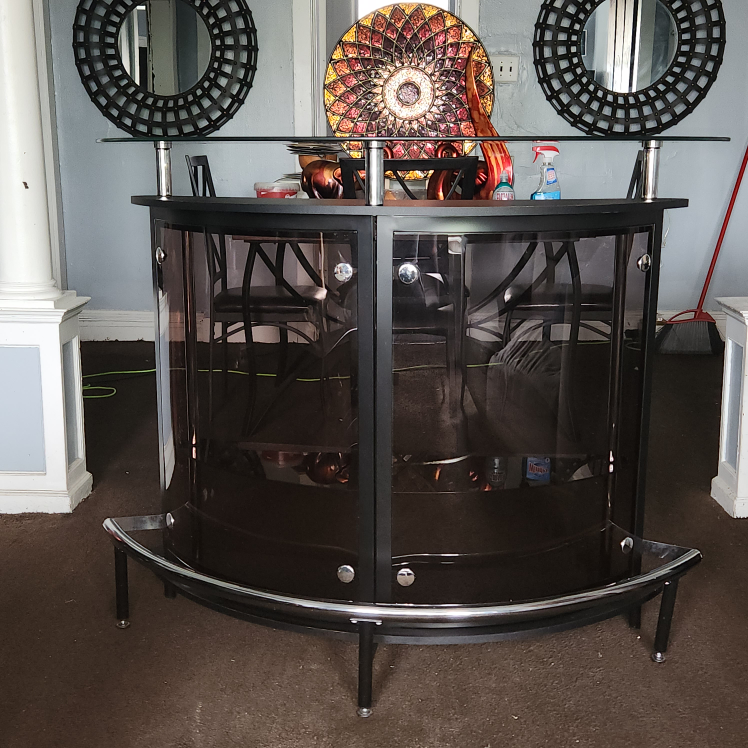 Home Bar with Glass Top & Seating