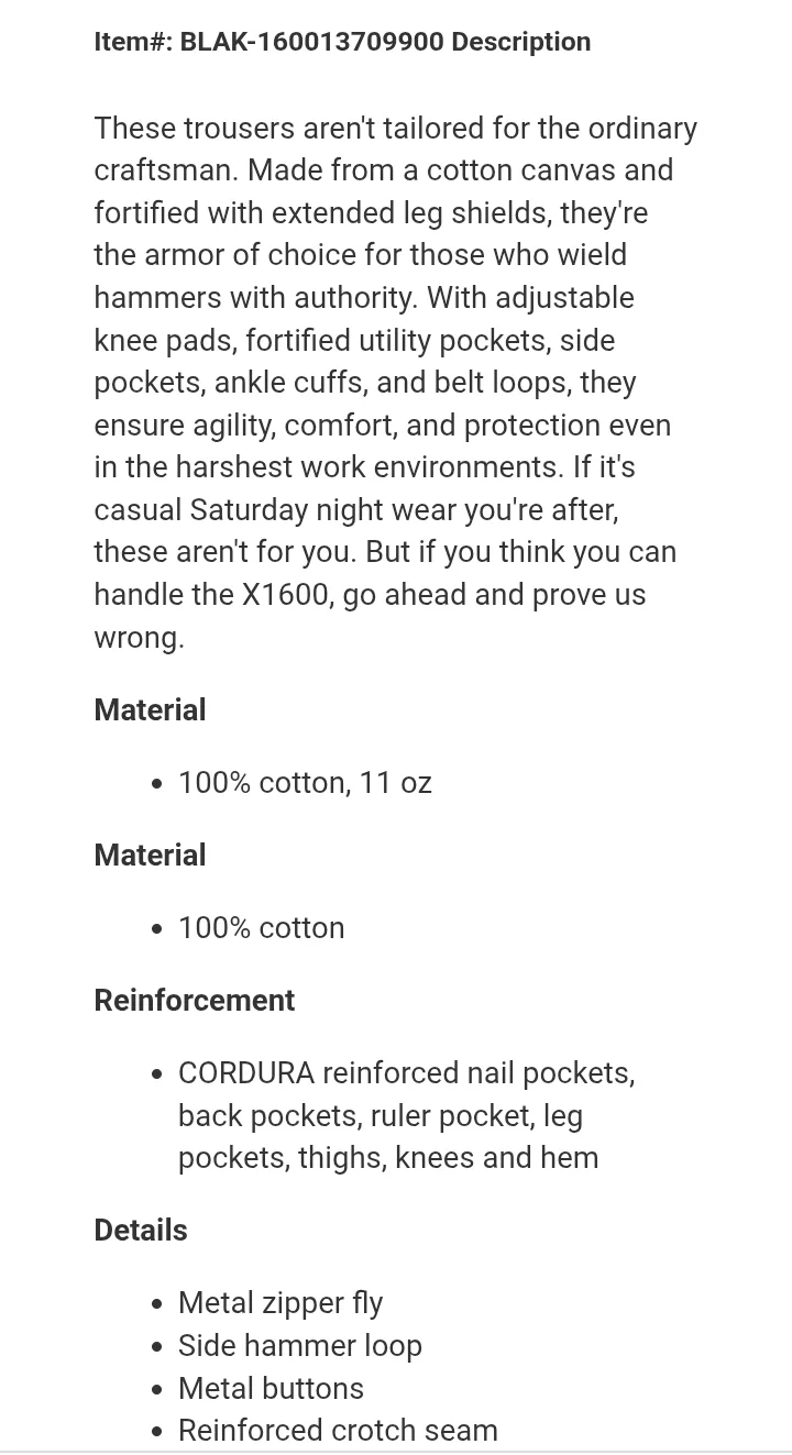 Blaklader Mens X1600 Work Pants image indicator(8)