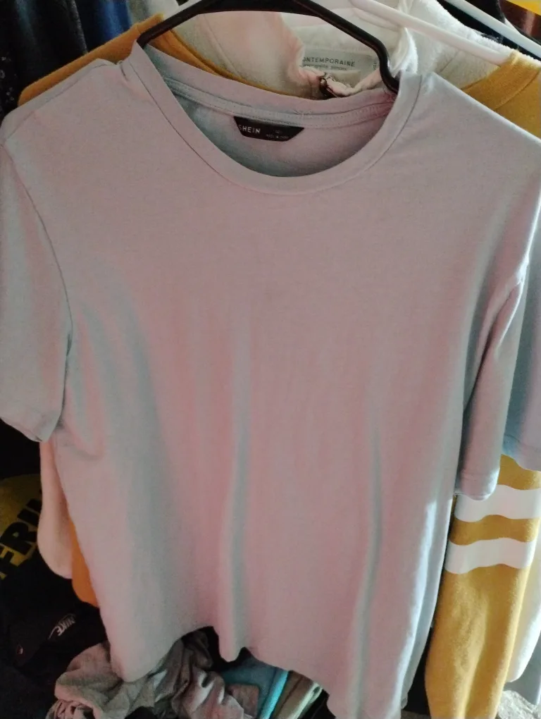 Shein Pale Blue T-Shirt - Size XL thumbnail
