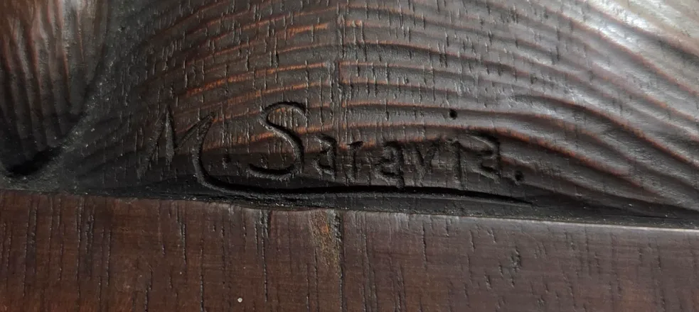 Vintage M. Saravia Wood Carving image indicator(3)