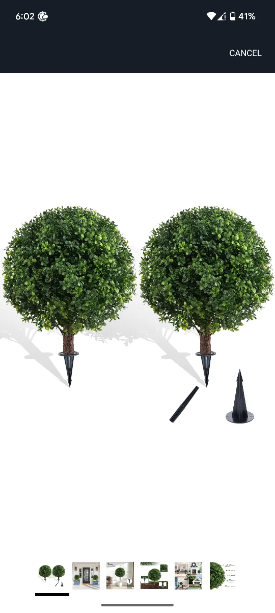 Artificial Topiary Boxwood Outdoor with Spikes, 2 Pack thumbnail