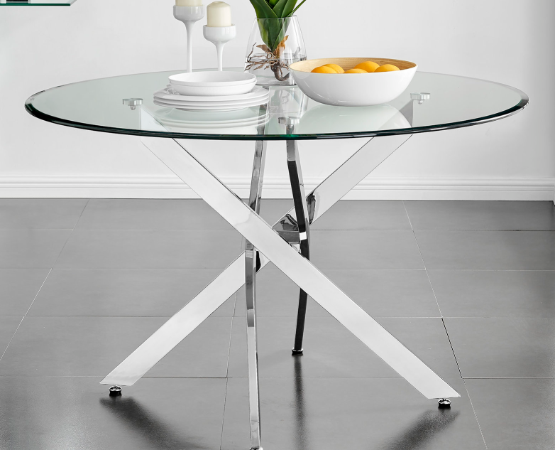 Dining Chairs & Glass Round Table - photo 2