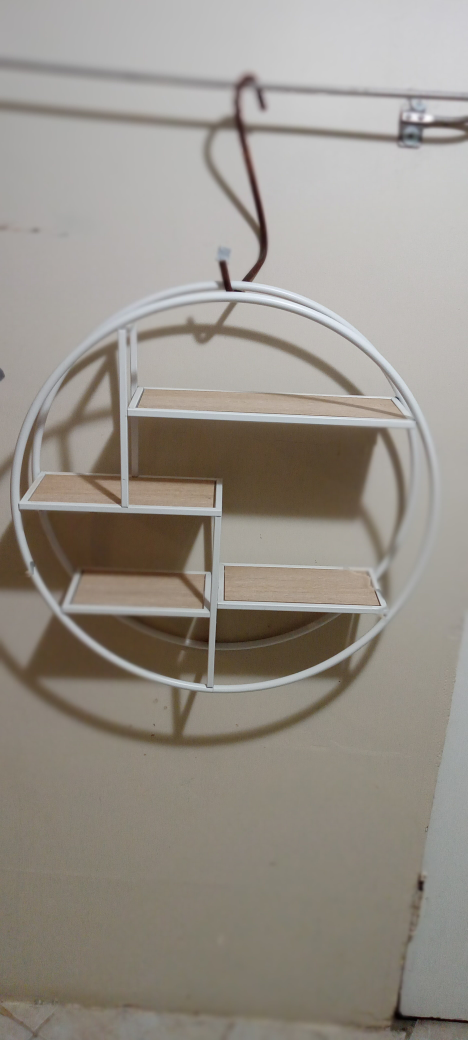 Round Metal & Wood Wall Shelf - photo 2