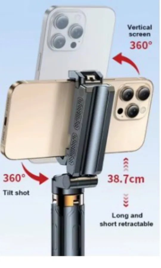 Selfie Stick Portable Phone Holder Shooting Aid Bluetooth Remote image indicator(3)