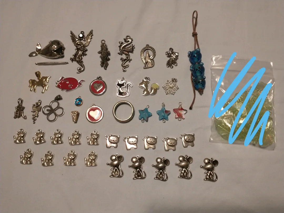 Large assortment of charms and pendants for jewellery making thumbnail