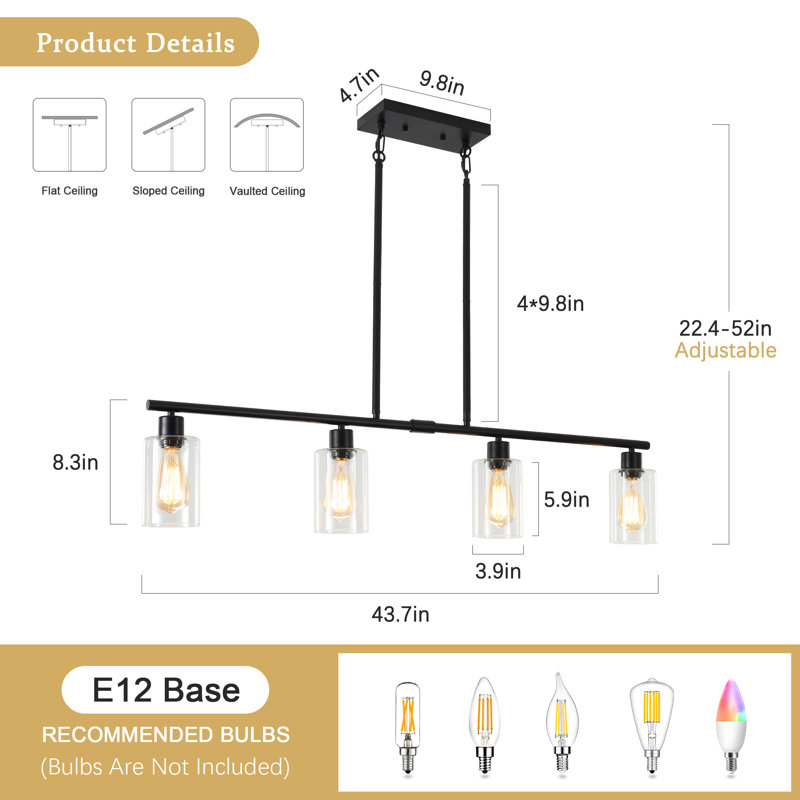 Black 4-Light Island Pendant Lighting - photo 4