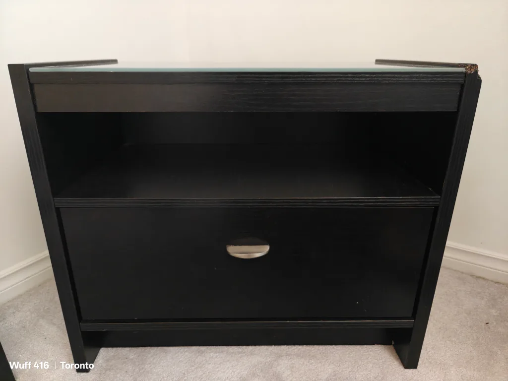 Leon's night stand with frosted blue/white glass top thumbnail