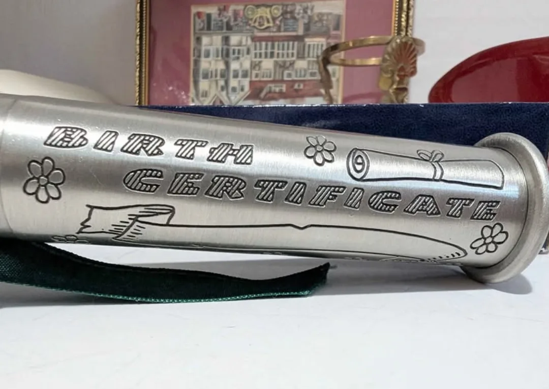 Pewter Birth Certificate Holder ~ Birth Dates Keepsake ~ image indicator(2)