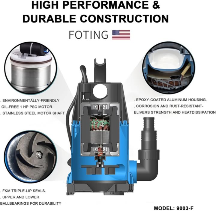 Foting 1HP Submersible Sump Pump - Model 9003-F - photo 5