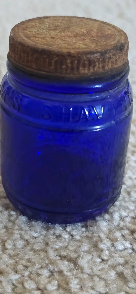 1930s Ingrams Shaving Cream Blue Cobalt Glass Jar image indicator(3)