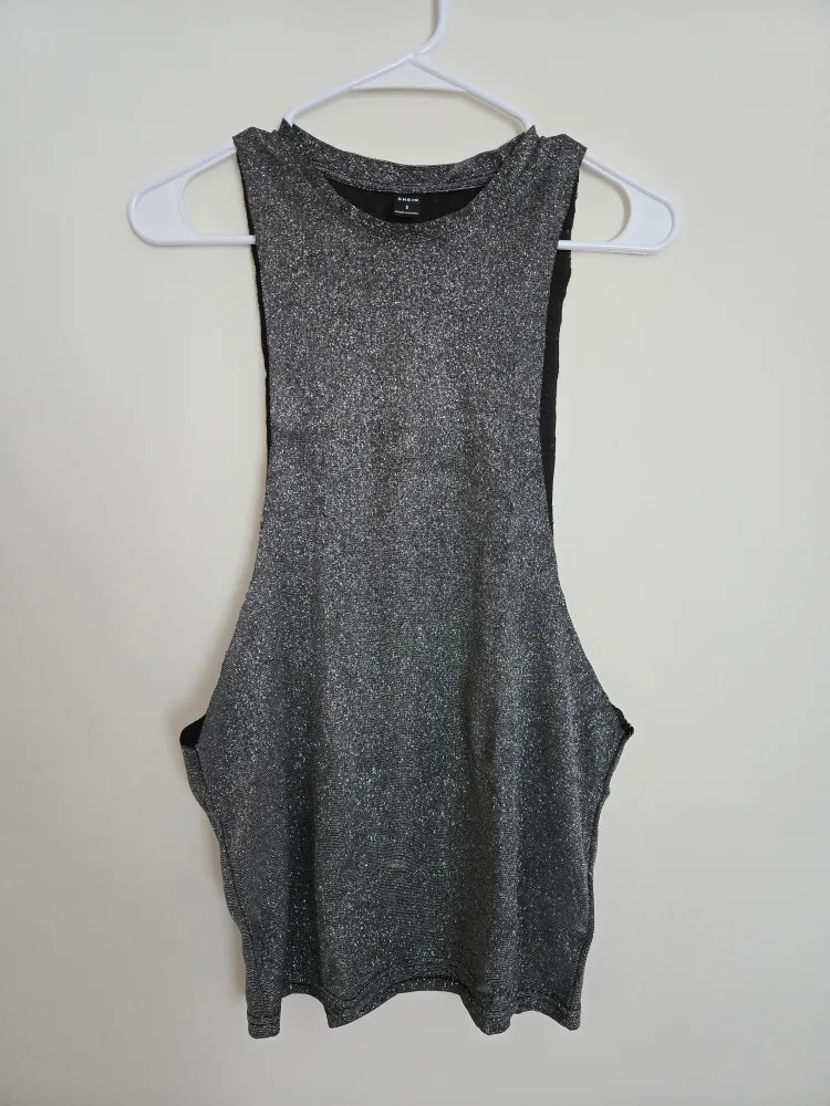Men's Sparkly Grey Tank Top - Size S thumbnail