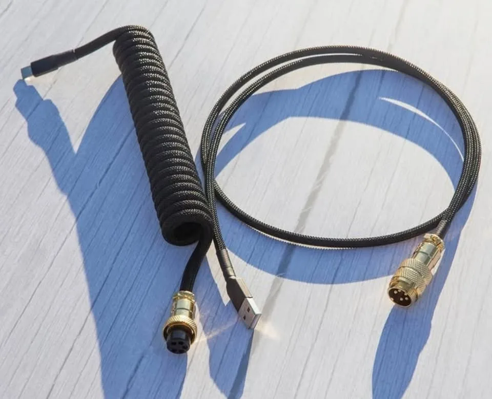 Custom Keyboard Cable - Obsidian Coiled Cable Large thumbnail