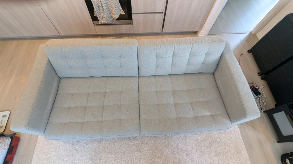 IKEA MORABO 3-seater sofa, Gunnared light green/wood image indicator(3)