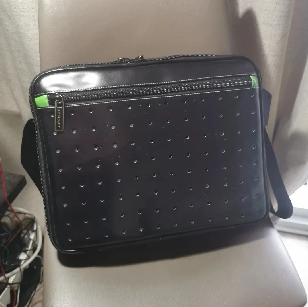 J.Fold Black Messenger Leather Bag thumbnail
