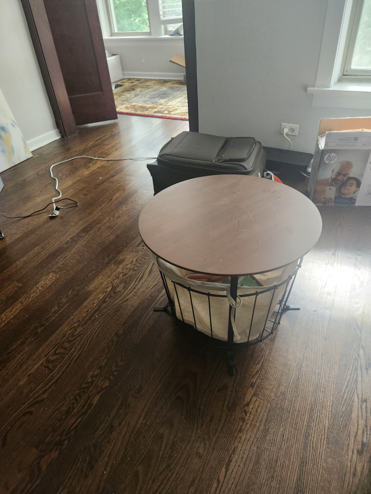Round Wooden Table with Storage