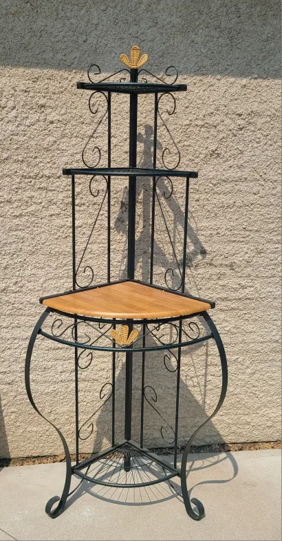 Corner Shelf Unit - Black Metal & Wood thumbnail