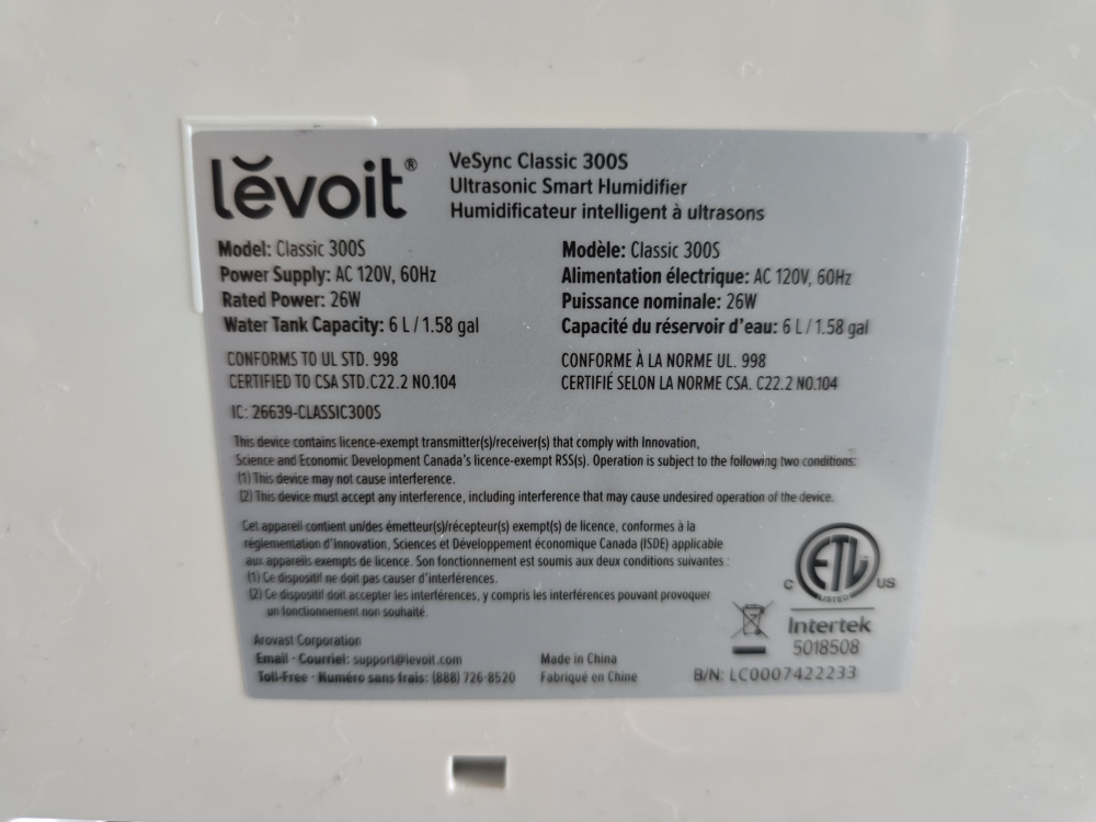 Levoit Classic 300S Ultrasonic Smart Humidifier - photo 3