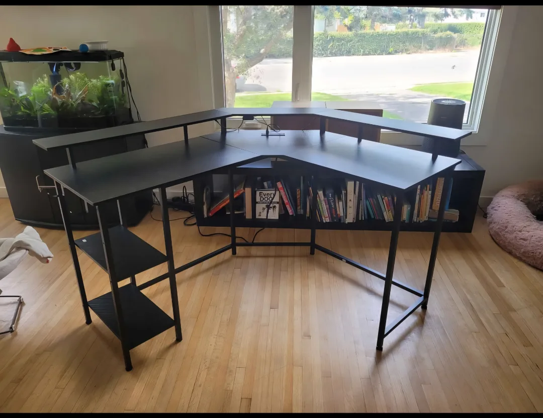 Black Corner Standing Desk with LED lights. thumbnail