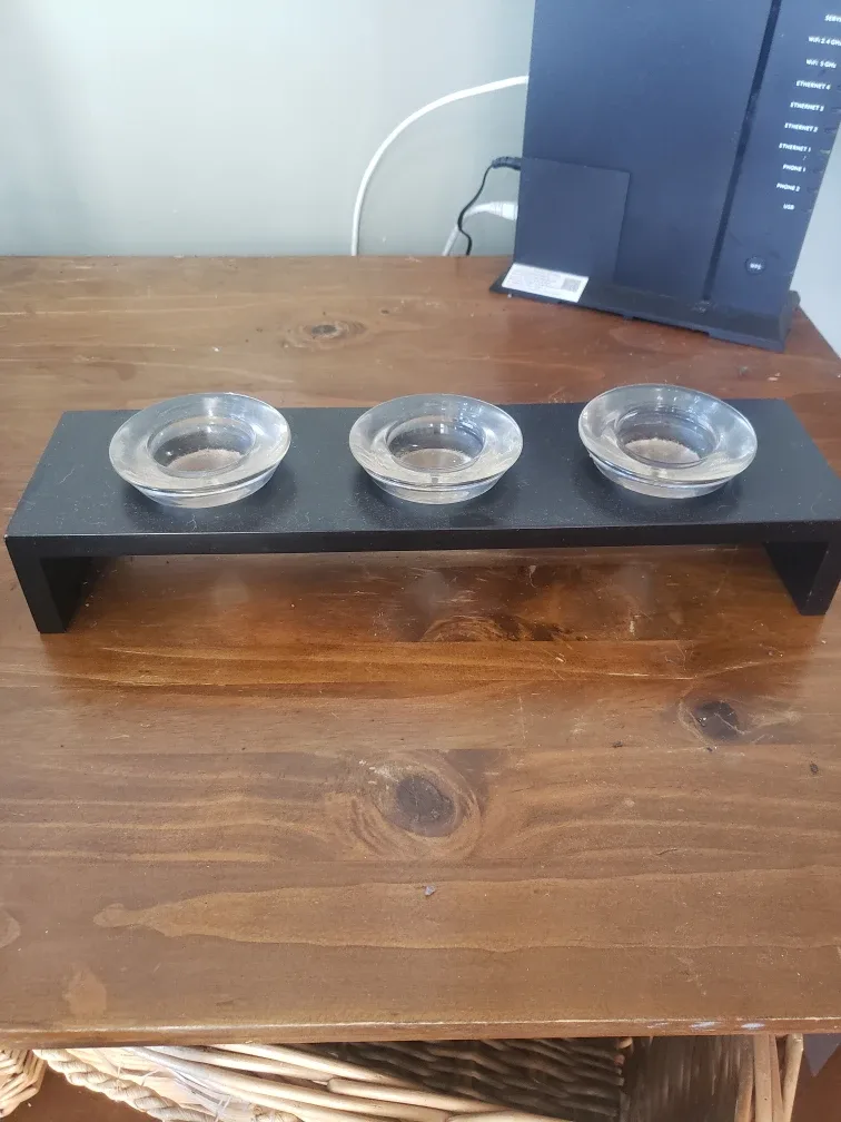 Black Candle Holder with 3 Glass Votives thumbnail