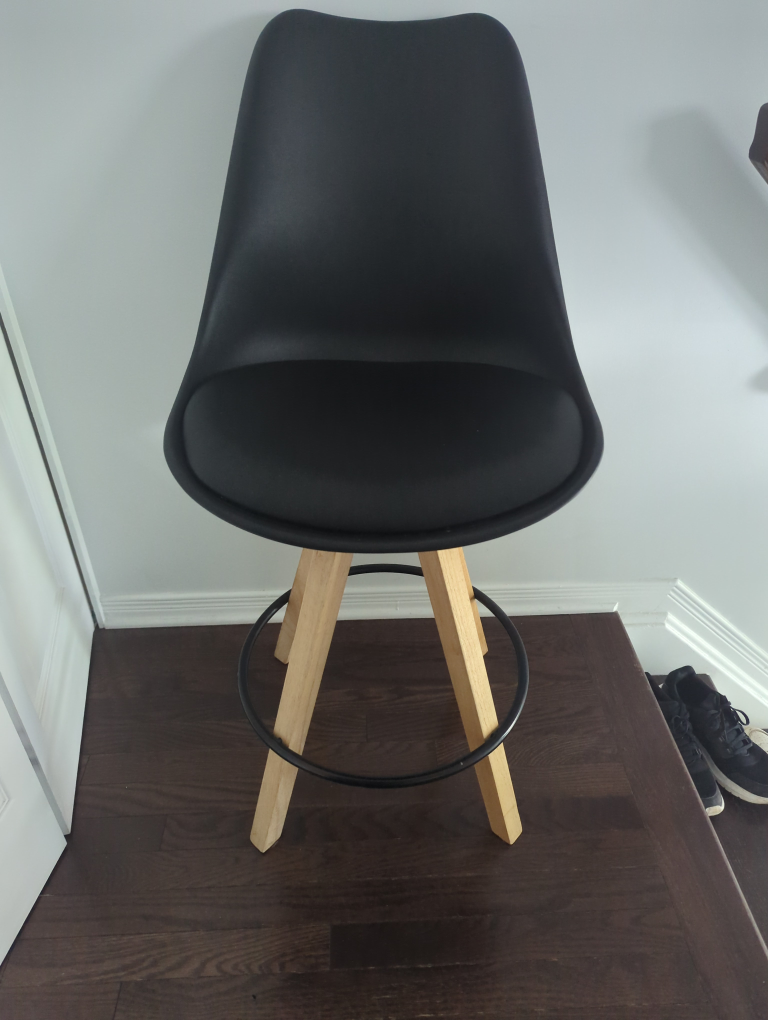 Black Bar Stool with Wood Legs