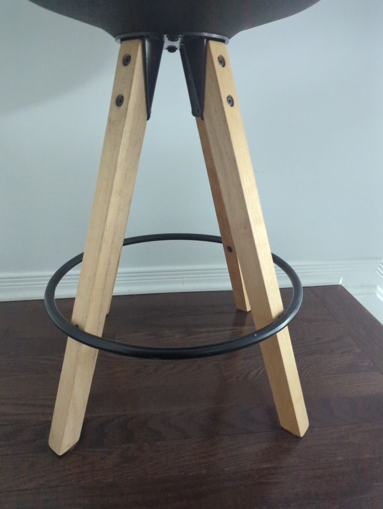 Black Bar Stool with Wood Legs - photo 2