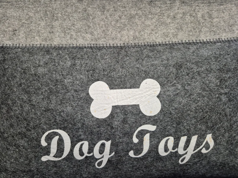 Dog Toys Felt Storage Basket - Grey thumbnail