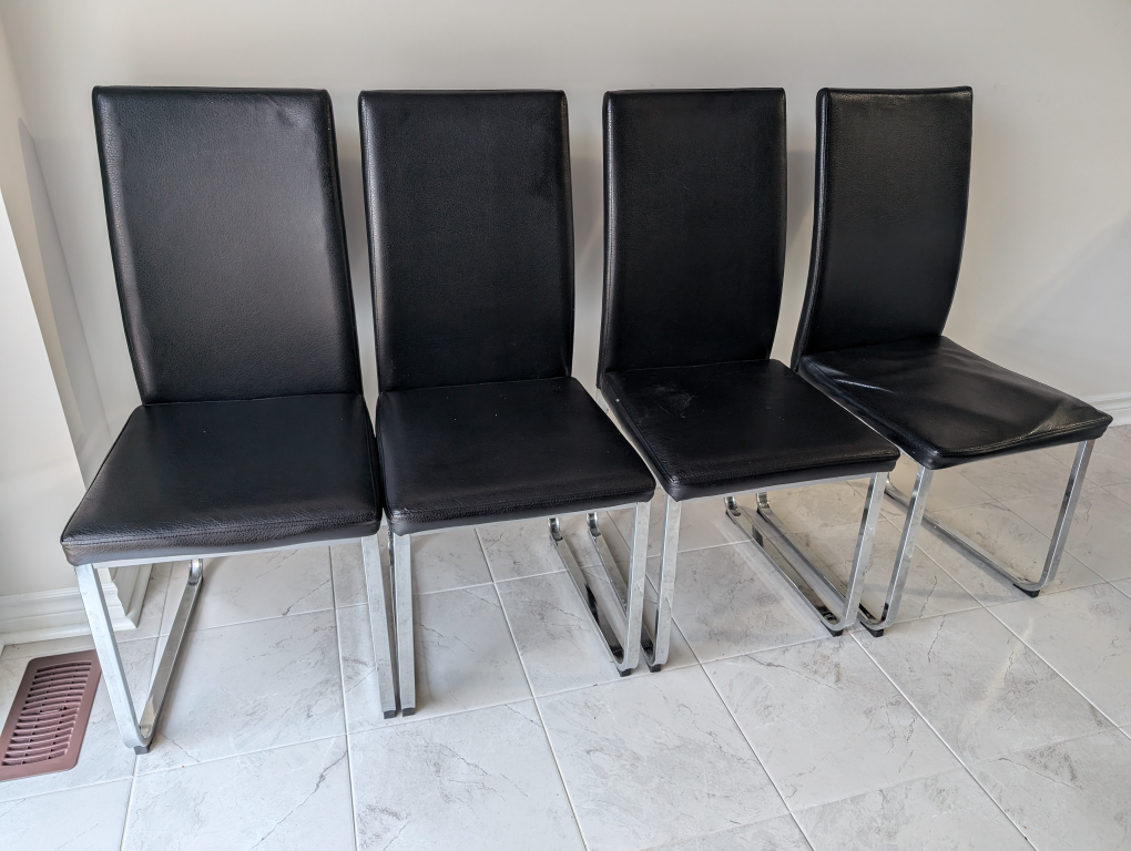 Set of 4 Black Leather Dining Chairs