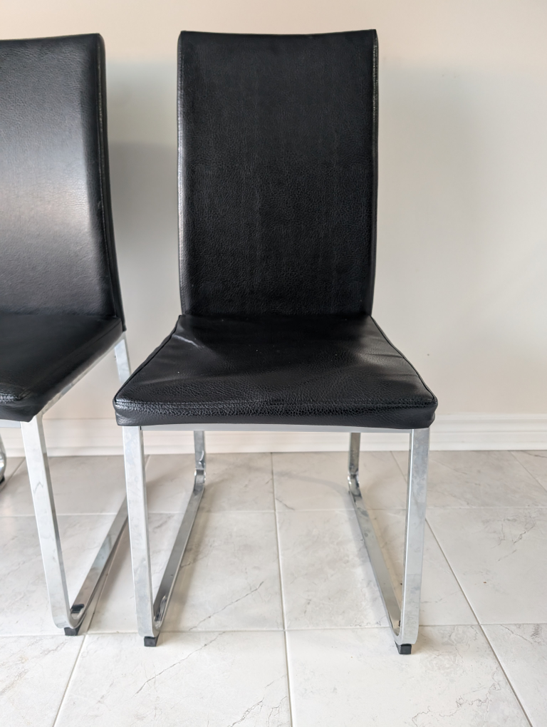 Set of 4 Black Leather Dining Chairs - photo 2