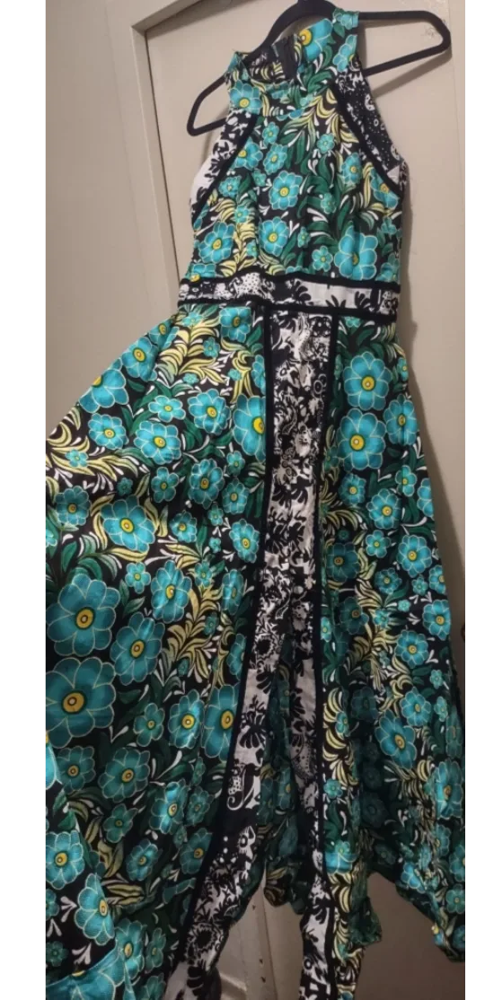 Floral Print Halter Neck Cotten Long Dress thumbnail