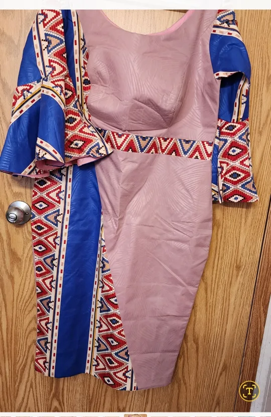 Patterned Dress - Blue & Pink thumbnail