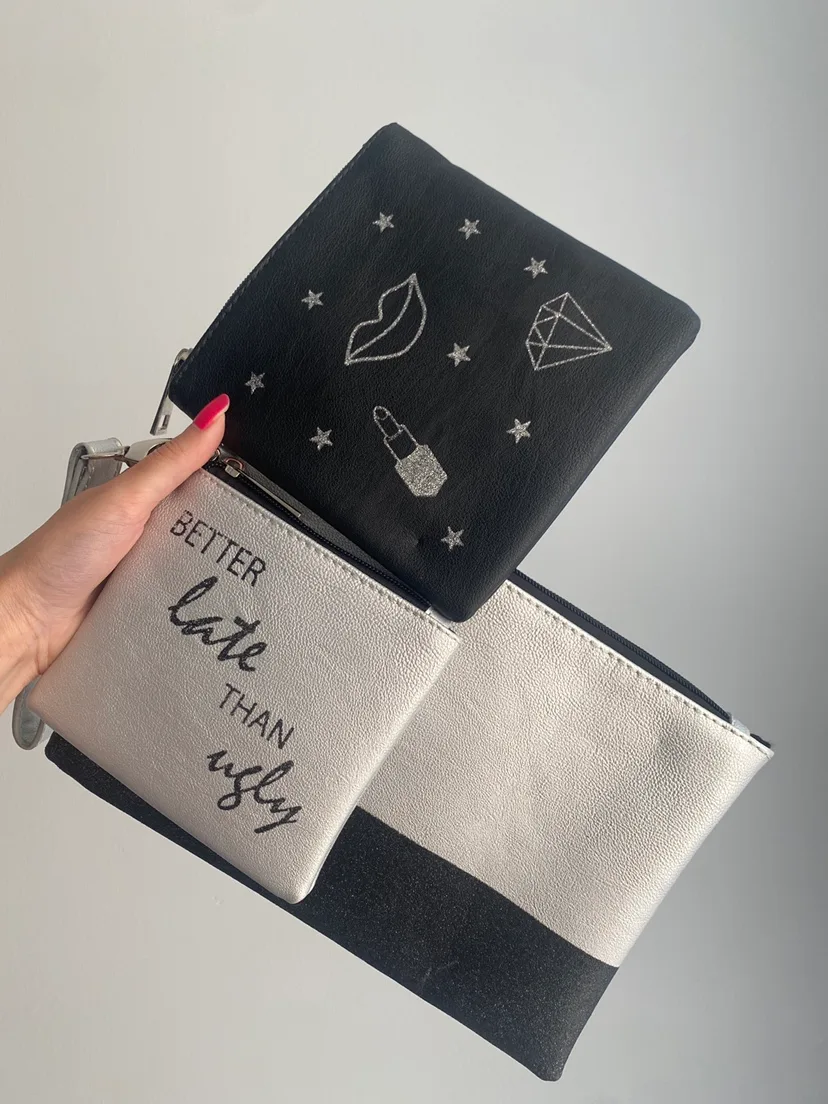 Silver & Black Wristlet Makeup Bags thumbnail
