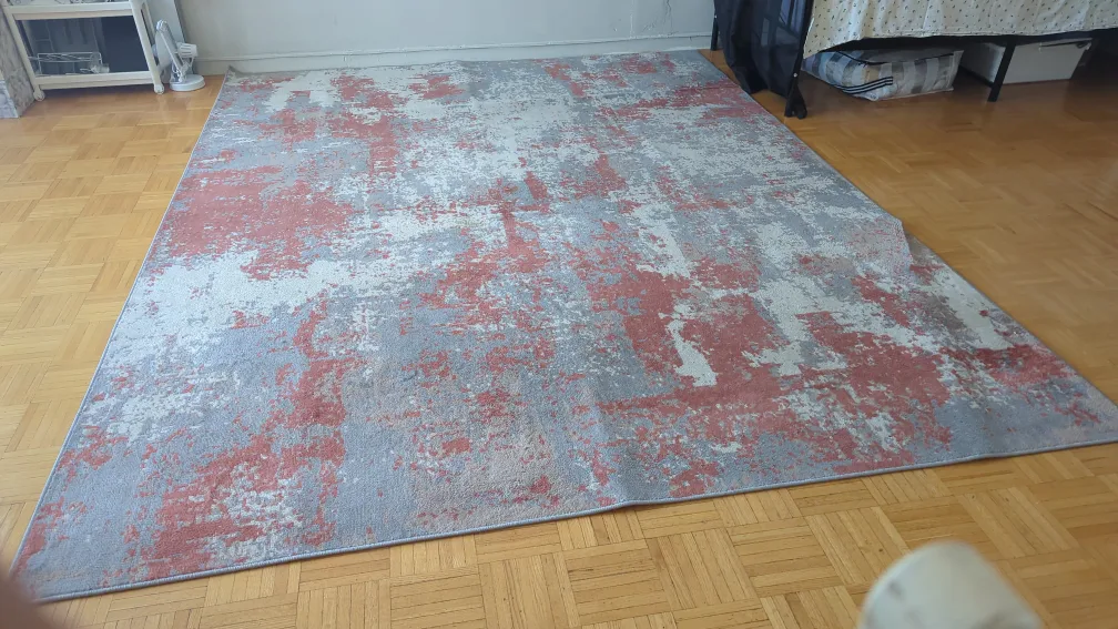 Abstract Area Rug - Grey & Red thumbnail